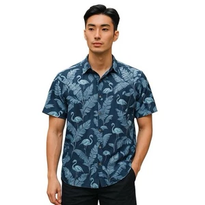 Tarocash Shirt Size XXLarge Blue Floral Short Sleeve Button Down Casual Dress - Picture 1 of 11