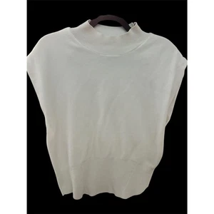 Pilcro By Anthropologie Knit Top M Cowl Neck Sz L Sleeveless White - Picture 1 of 8