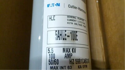FUSIBLE EATON 5AHLE-100E 5,5 KV 100E Amperios Estilo 5981C46G10 Envío Gratis  Foto 1 de 3