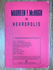 Rare! *Uncorrected Proof* Nekropolis by Maureen F McHugh Book Collectors - Foto 1 di 7