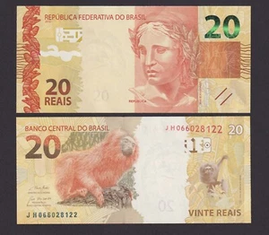 UNC Brazil 20 Vinte Reais Banknote 2010 Animals Series - Picture 1 of 2