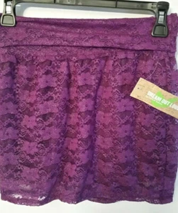 Selena Gomez Dream Out Loud Purple Silver shimmer Lace Fold over Skirt-Juniors M - Picture 1 of 2