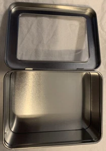 Silber Metall rechteckige Box mit klappbarem Deckel Fenster Display Aufbewahrung 5,75x4,5x2,25 - Bild 1 von 7