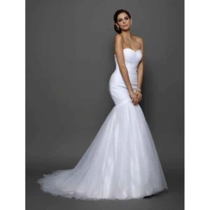 Wedding dress mermaid Sze 8-10 off shoulder fit and flare white bride tulle NEW - Picture 1 of 5