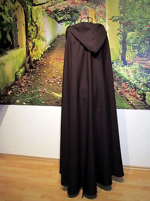 HANDGEFERTIGT Kapuzenumhang Umhang Cape Wikinger Mittelalter dunkelbraun grau grün schwarz rot