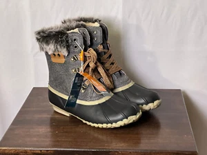 Sporto Damen Winter Entenstiefel mit Schnürverschluss Kunstfell halbhoch Größe 6M - Bild 1 von 9