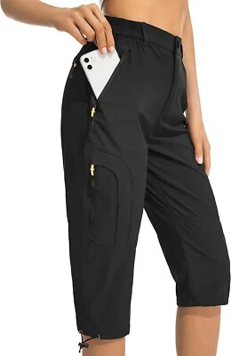 Pantalones Cortos Carga Senderismo Para Mujer, Exterior, Secado Rápido, Pierna Recta, Talla 27 Negros Foto 1 de 4