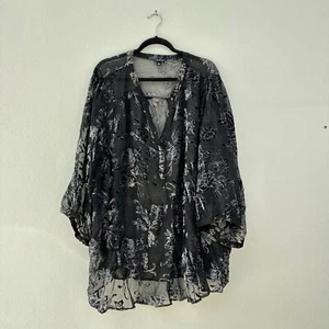 Torrid Womens Velour Sheer Top Size 6 Plus Black Grunge Goth Popover Witchy Work - Picture 1 of 14
