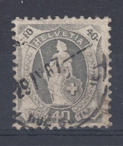 Switzerland Sc 122 var used. 1907 40c gray Standing Helvetia, perf 11½x12 white - Picture 1 of 2