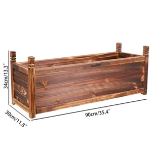 Wooden Garden Planter Flower Raised Bed Pot Rectangle Vegetable Box 30/60/90cm - Picture 1 of 22