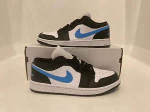 12 Women/10.5 Men - Nike Air Jordan 1 Low WMNS UNC Blue Black White Shoes NEW - Picture 1 of 6