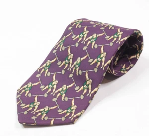 Vintage Brooks Brothers MAKERS Neck Tie Mens Purple Weightlifting Gorillas Silk - Picture 1 of 5