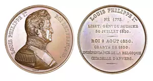 O218, Frankreich, König Louis Philippe I 1836 Bronze von Caque, Belgien Unabhängigkeit - Bild 1 von 3