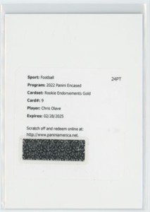2022 Panini Encased Football Rookie Gold Endorsements Auto Chris Olave /10 JS1