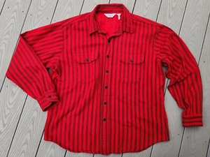 Vtg Five Brother Button Shirt Red & Black XL THICK Cotton Mens XL 17-17.5 USA - Picture 1 of 8