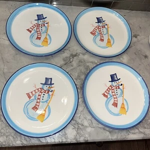 Elements Main Course Bloomingdale’s Snowman 10.5" Dinner Plates Set of 4 - Picture 1 of 11