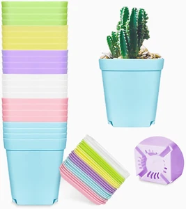 Anyumocz 24 Pack 3Inch Multi Color Square Plastic Plant Pots,Seedling Nursery Tr - Picture 1 of 12