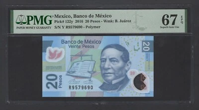 Mexico 20 Pesos 2016 P122y Uncirculated Grade 67 - Image 1 of 2
