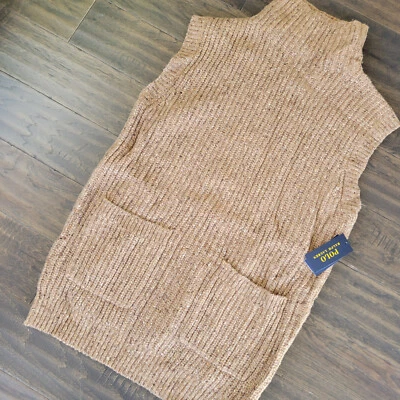 Polo Ralph Lauren Women Rib Knit Wool Blend Tunic Tan Sweater Vest Medium - Image 1 of 4