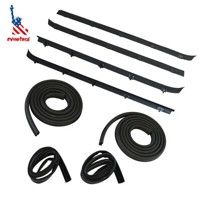 For Chevy GMC Truck Front Door Window Run Sweep Felts Weatherstrip Seals Kit - Image 1 of 4