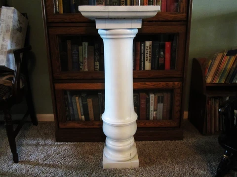 Shabby Walnut Garden Plant Stand Victorian Sculpture Holder Post Chic Pedestal Cover