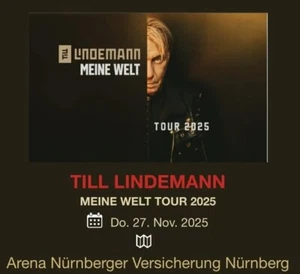 4 Karten Till Lindemann Meine Welt Tour 2025 Innenraum Stehplatz Ticket Nürnberg - Bild 1 von 1