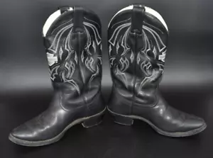 Harley Davidson Men's Black Leather Cowboy Boots Size 8.5 - Picture 1 of 11
