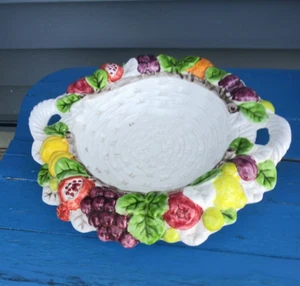 Vintage Italian Pottery Fruit Bowl Ceramic Hand Painted Italy Centerpiece Dish - Picture 1 of 6