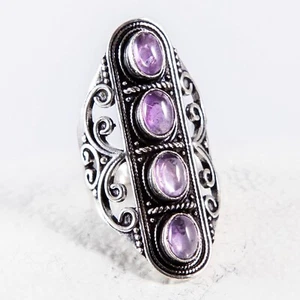 Magnifique bague, décorée filigrane, argent, améthyste violet, taille : 57 - Photo 1/3