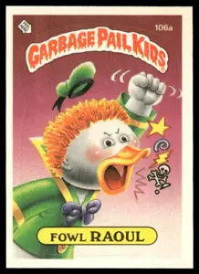 1986 Topps Garbage Pail Kids Serie 3 #106a Fowl Raoul 2 estrellas** Atrás Casi Nuevo+ - Imagen 1 de 2