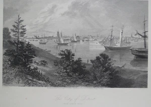 CITY OF DETROIT 1872 ENGRAVING By Wm Henry Bartlett - Picture 1 of 5