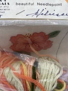 Vintage Lila’s Originals Hawaii Needlepoint Kit 5x5 Hibiscus Flower Open Package - Picture 1 of 7