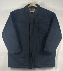 Peri santoryo Chore Corduroy Quilted Navy Leather collar HEAVY Jacket Sz L - Bild 1 von 12