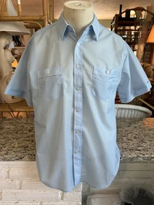 Vintage BDF Westchester Classics Shear Sky Blue Men’s Shirt M Short Sleeve Cuffs - Picture 1 of 18