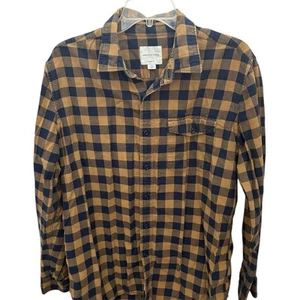 Camisa con botones de franela a cuadros amarilla L de American Eagle para hombre manga larga - Imagen 1 de 4