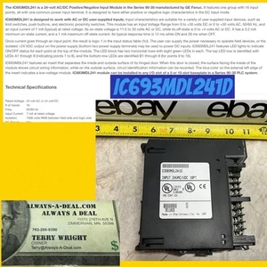 GE Fanuc Series 90-30 IC693MDL241D 24VAC/VDC 16PT Input Module USED IC693MDL241 - Picture 1 of 7
