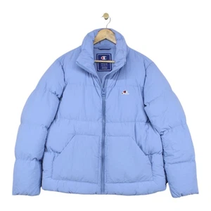 Champion Puffer Jacket Womens Size M Blue Full Zip Insulated Small Logo - Picture 1 of 14