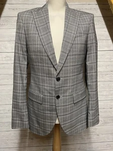 Marks and Spencer Men’s Grey Check Suit Jacket Size 38R Slim New RRP £69 - Picture 1 of 10