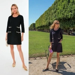 Tuckernuck Black Francoise Old Money Preppy Dress 3/4 Sleeve Pockets Size Small - Picture 1 of 12
