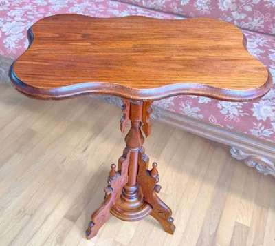 Antigua mesa de entrada de bebidas para salón de plantas con pedestal de nogal victoriano Eastlake c.1880 Foto 1 de 4