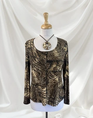 Top Estampado Animal Floral Metálico Manga Larga Vintage Años 90 Y2K Grunge Boho Talla M Foto 1 de 4