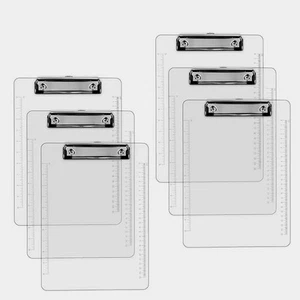 6 Pack of Plastic Clipboards 12โ x 9โ Clear Acrylic Clipboards with Silver Cl... - Picture 1 of 7