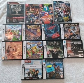 14 Nintendo Cases Video Game Lot DS Wii Switch Bros Smash Sonic  