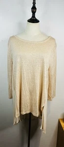Seed Heritage Top Blouse Size Large Long Sleeve Pleated Back Linen Tan RRP $69 - Picture 1 of 9