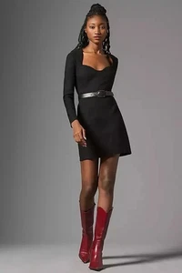 Anthropologie schwarz Langarm Herzausschnitt schmal Mini Damen Kleid Größe 14 neu! - Bild 1 von 3