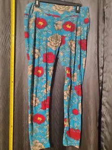 LuLaRoe TC Tall-Curvy Leggings Blue/Red Floral Print Pattern - Picture 1 of 7