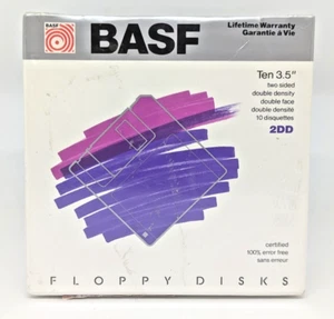 BASF Diskettes 3.5" 2DD Two Sided Floppy Double Density Factory New & Sealed NOS - Picture 1 of 3
