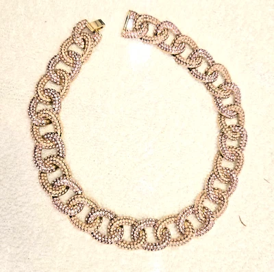 娜塔莎粉色水晶厚链跑道声明项链 18 — 第 1/4 张图片