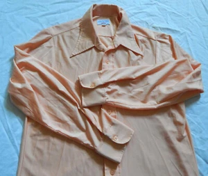 Solid Orange Vintage Long Sleeve Button Down Shirt Large Mens Marshall Field's - Picture 1 of 7