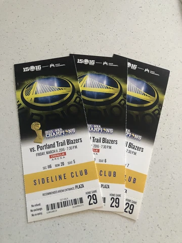 2015-16 Golden State Warriors v Blazers SEASON TICKET Win #58 73 Win Season RARE Cover